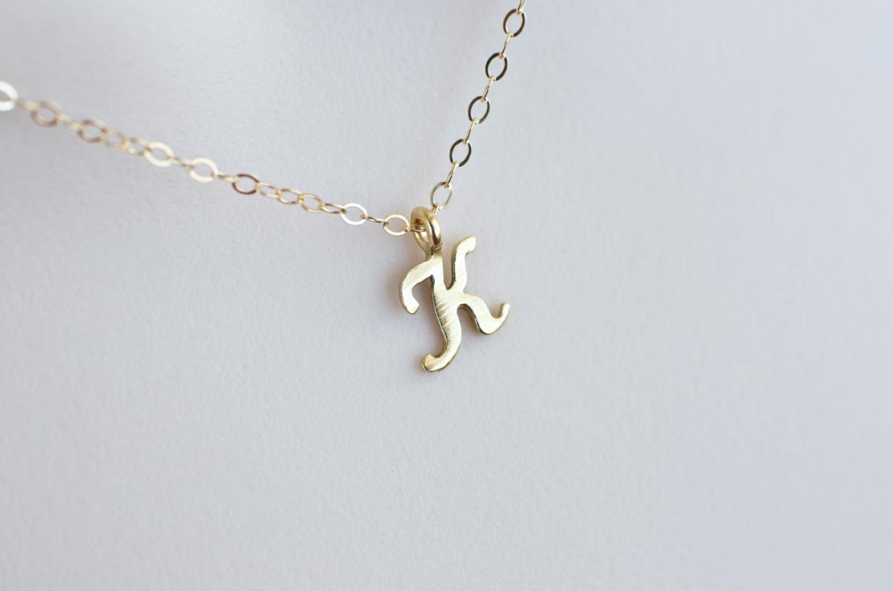Initial Necklace, Gold Filled Initial Necklace, Script Initial Necklace, Alphabet Initial Charm Necklace, Dainty Minimal Modern Necklace