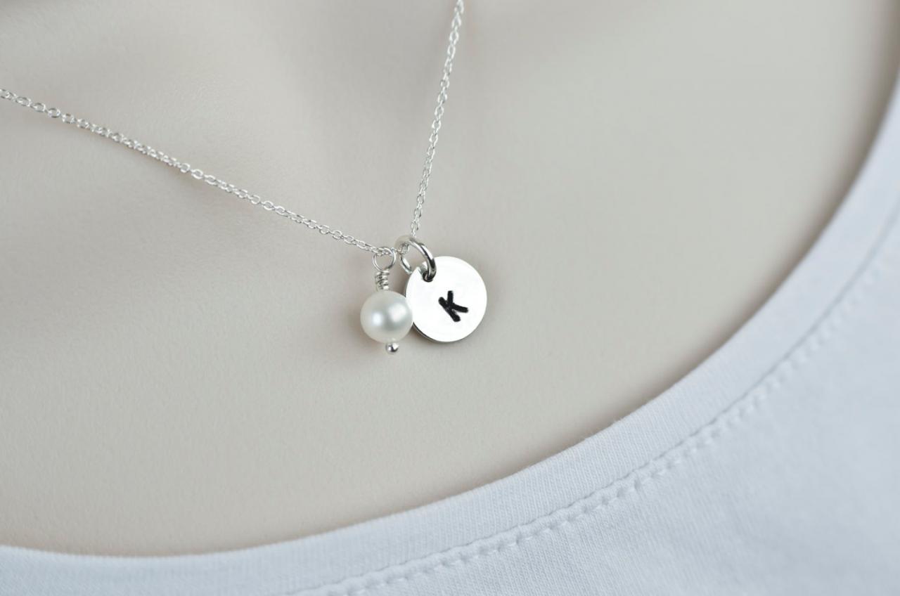 Initial Necklace, Monogram,initial Silver Disc Necklace,up To 5 Disc Charms Sterling Silver,personalized Jewelry,mom Sister Friend Gift