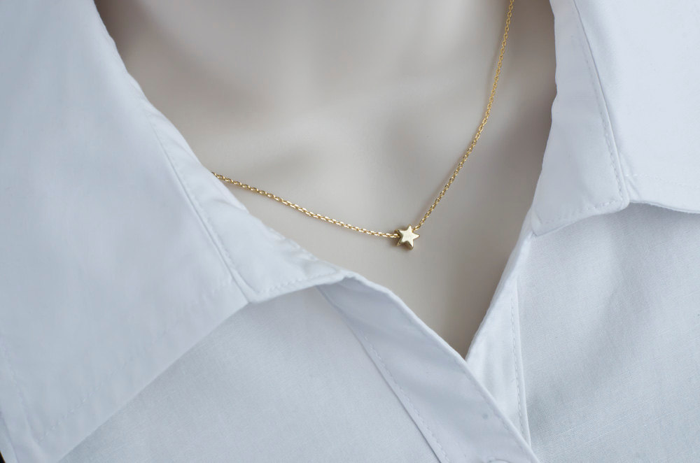 Tiny Gold Plated Star on Gold Plated Chain Modern Minimalist Necklace Gold Plated Star Necklace Tiny Star Necklace