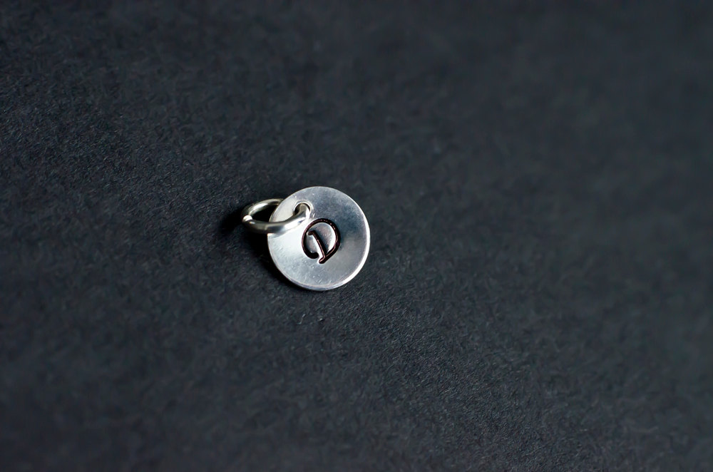 Add A Charm - Sterling Silver Round Initial Tag, Custom Initial Tag, Hand Stamped Initial, Personalize Your Jewelry.