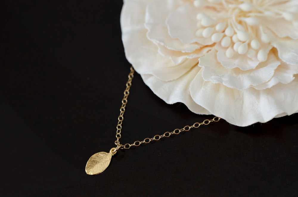 Tiny Leaf Gold Plated Necklace