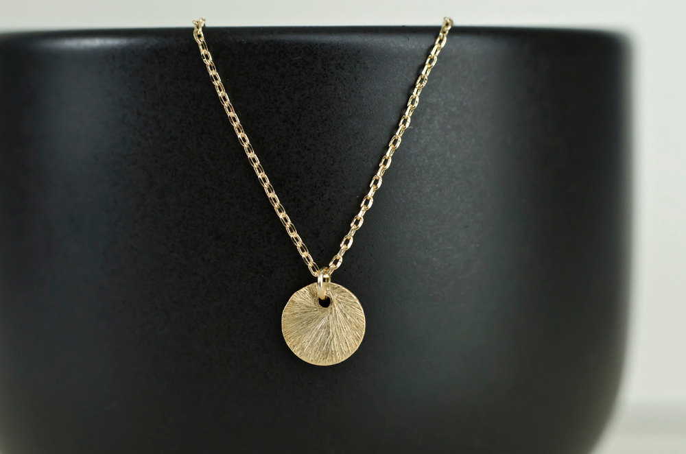 Gold Plated Brushed Coin Necklace