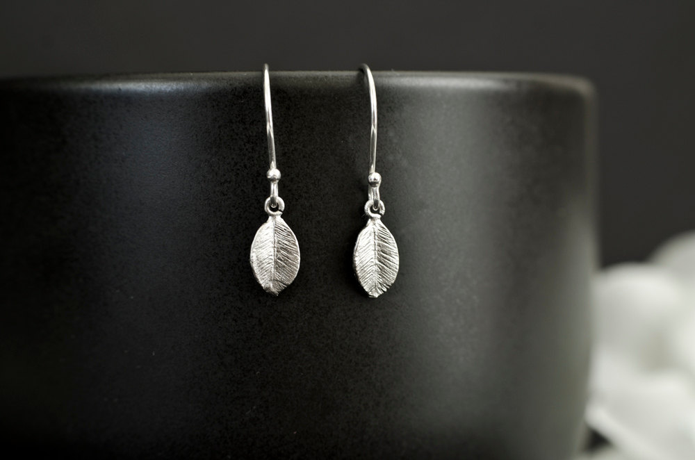 Tiny Leaf Silver Plated Earrings