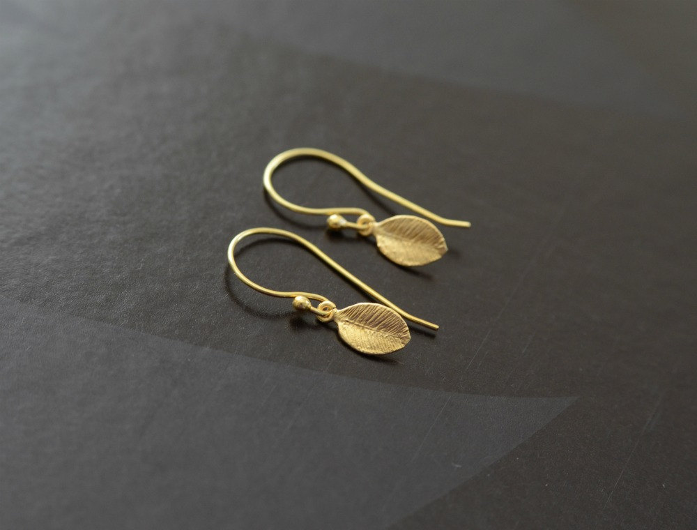 Tiny Leaf Gold Plated Earrings