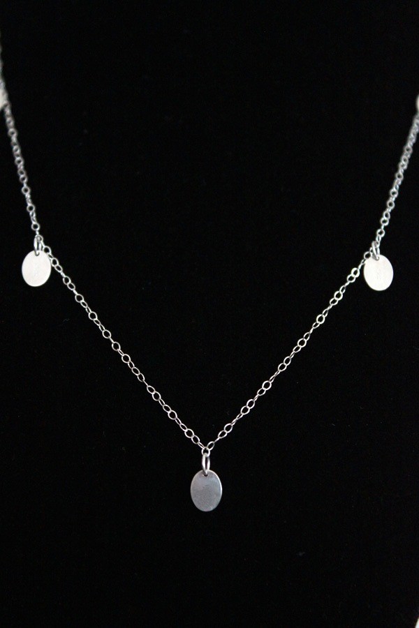 Sterling Silver Blanks Necklace, Tiny Oval Blanks Necklace on Luulla