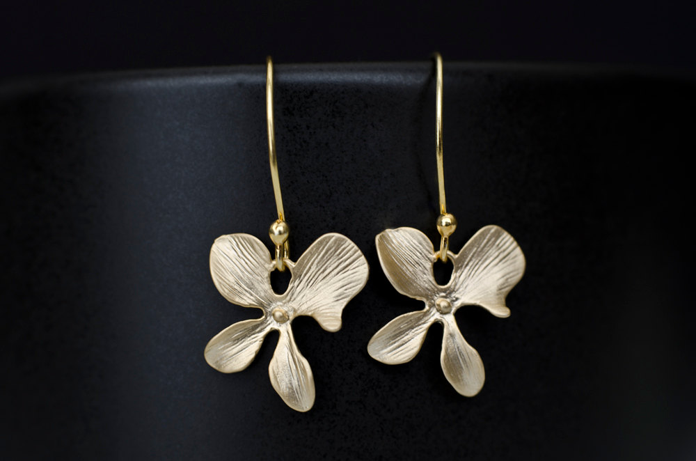 Gold/silver Plated Orchid Earrings - Bridesmaid Earrings - Bridal ...